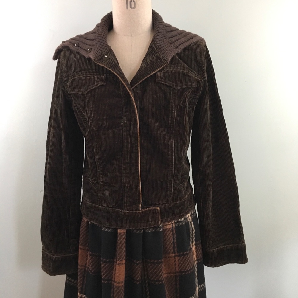 J. Crew Corduroy Sweater Collar Espresso Jacket Md